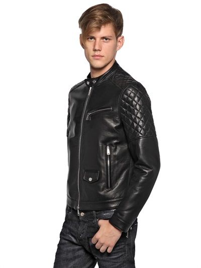 dsquared quilted leather jacket
