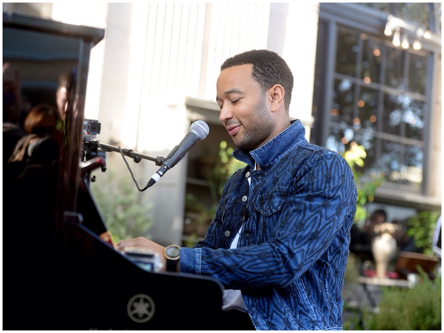 John Legend in Dries Van Noten VEGAS denim jacket - Crackle's 'Playing It Forward' November 2013