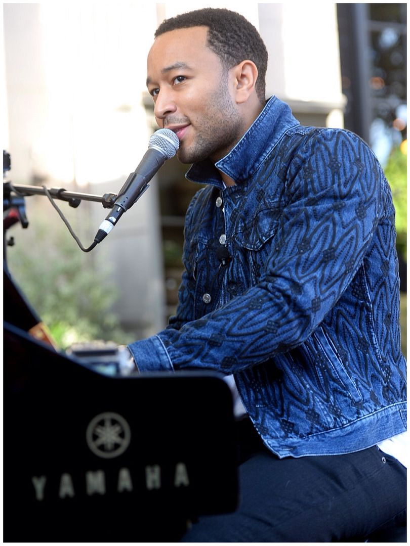 John Legend in Dries Van Noten VEGAS denim jacket - Crackle's 'Playing It Forward' November 2013