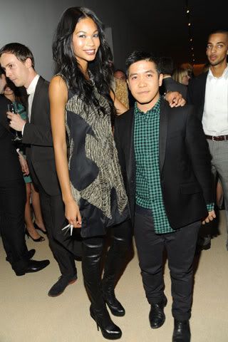 Chanel Iman with Thakoon in one of his designs.