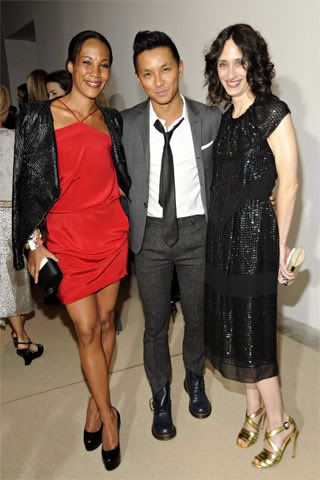 Maggie Betts and Nicole Phelps with Prabal Gurung in his designs.