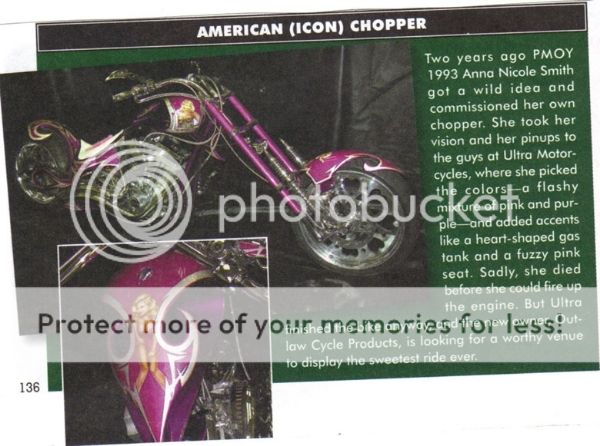 Anna Nicole Smith Custom Built Chopper Ultra Motorcycle Company One of A Kind
