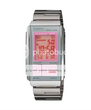 Casio LA 201W 4A2 Futurist Digital Watch Silver Pink  