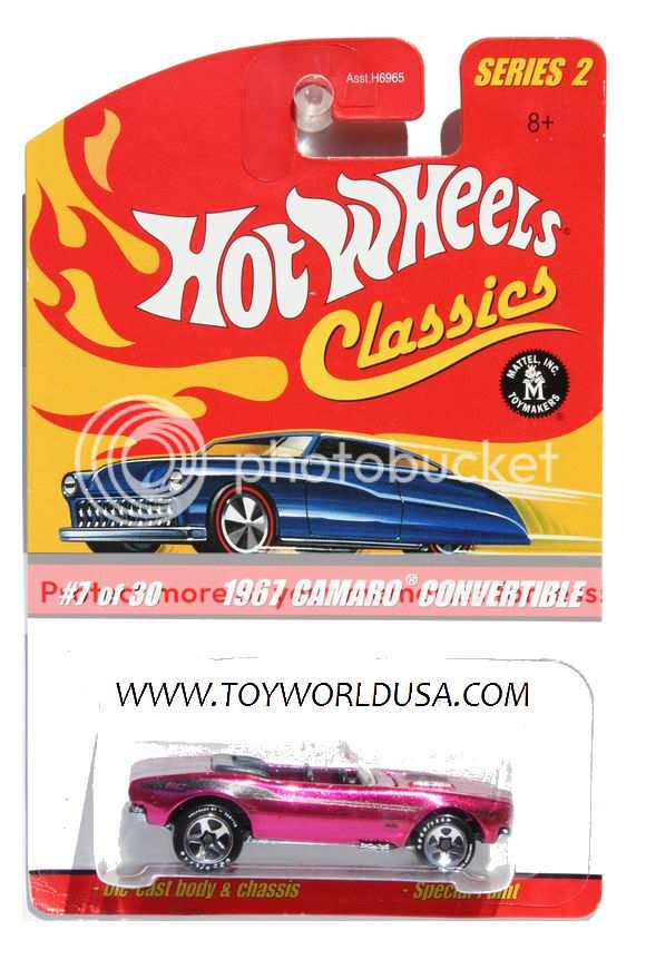Hot Wheels Classics Series 2 7 1967 Chevy Camaro Convertible Magenta Unpainted